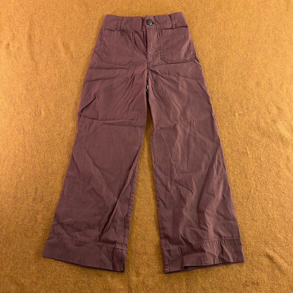 Maeve Womens 26 Burgundy The Colette Wide Leg Crop Pants New